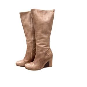 UGG Leather Boots Women’s Size 8 Wedge Heels with Side Zipper in Tan